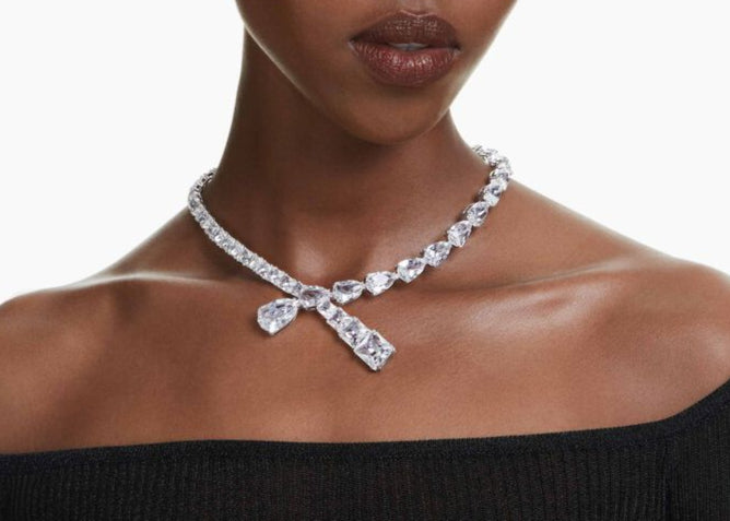 Swarovski Matrix Sparkle Mixed Cut Rhodium Plated White Necklace