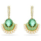 Swarovski Idyllia Shell Drop Earrings, Green Mixed Cut Crystals, Gold-Tone Plated