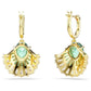 Swarovski Idyllia Shell Drop Earrings, Green Mixed Cut Crystals, Gold-Tone Plated
