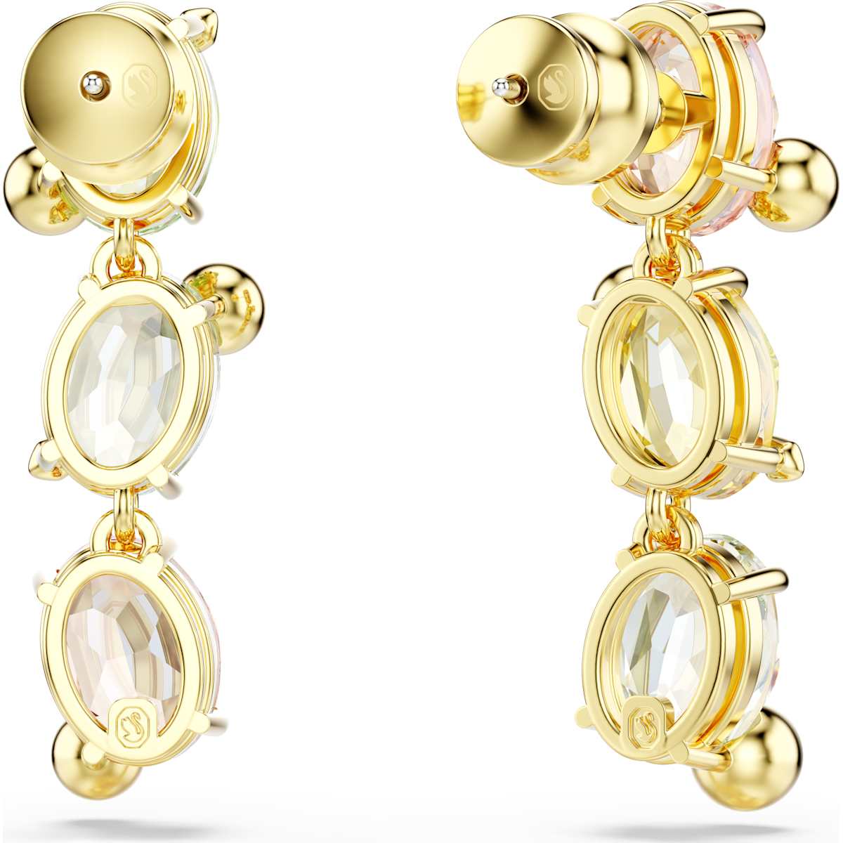 Gema Gold-Tone Multicolored Crystal Drop Earrings – Asymmetrical Design