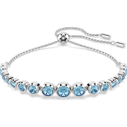 Imber Blue Swarovski Tennis Bracelet with Rhodium Plated Finish
