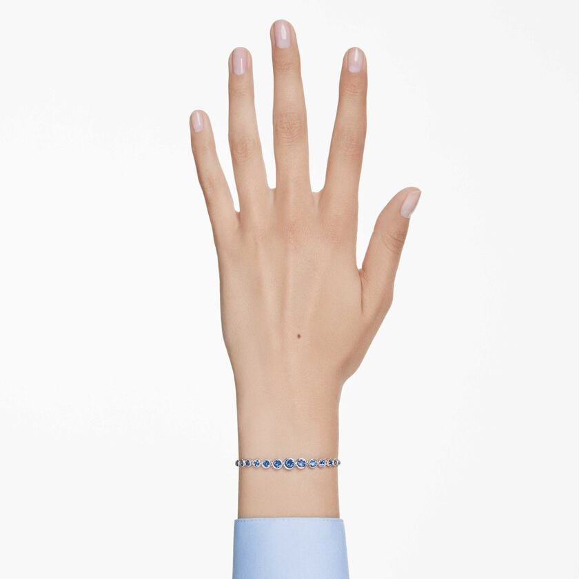 Imber Blue Swarovski Tennis Bracelet with Rhodium Plated Finish