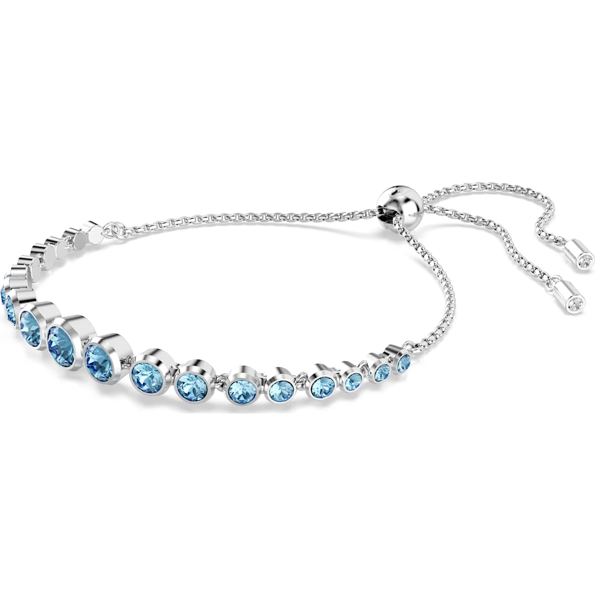 Imber Blue Swarovski Tennis Bracelet with Rhodium Plated Finish