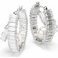 Ariana Grande Swarovski Crystal Pearl Baguette‑Cut White Hoop Earrings