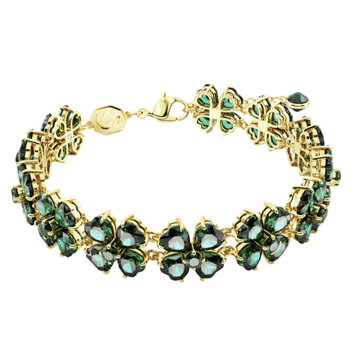 Swarovski Idyllia Green Clover Bracelet, Gold-Tone Plated, Mixed-Cut Crystal Accents