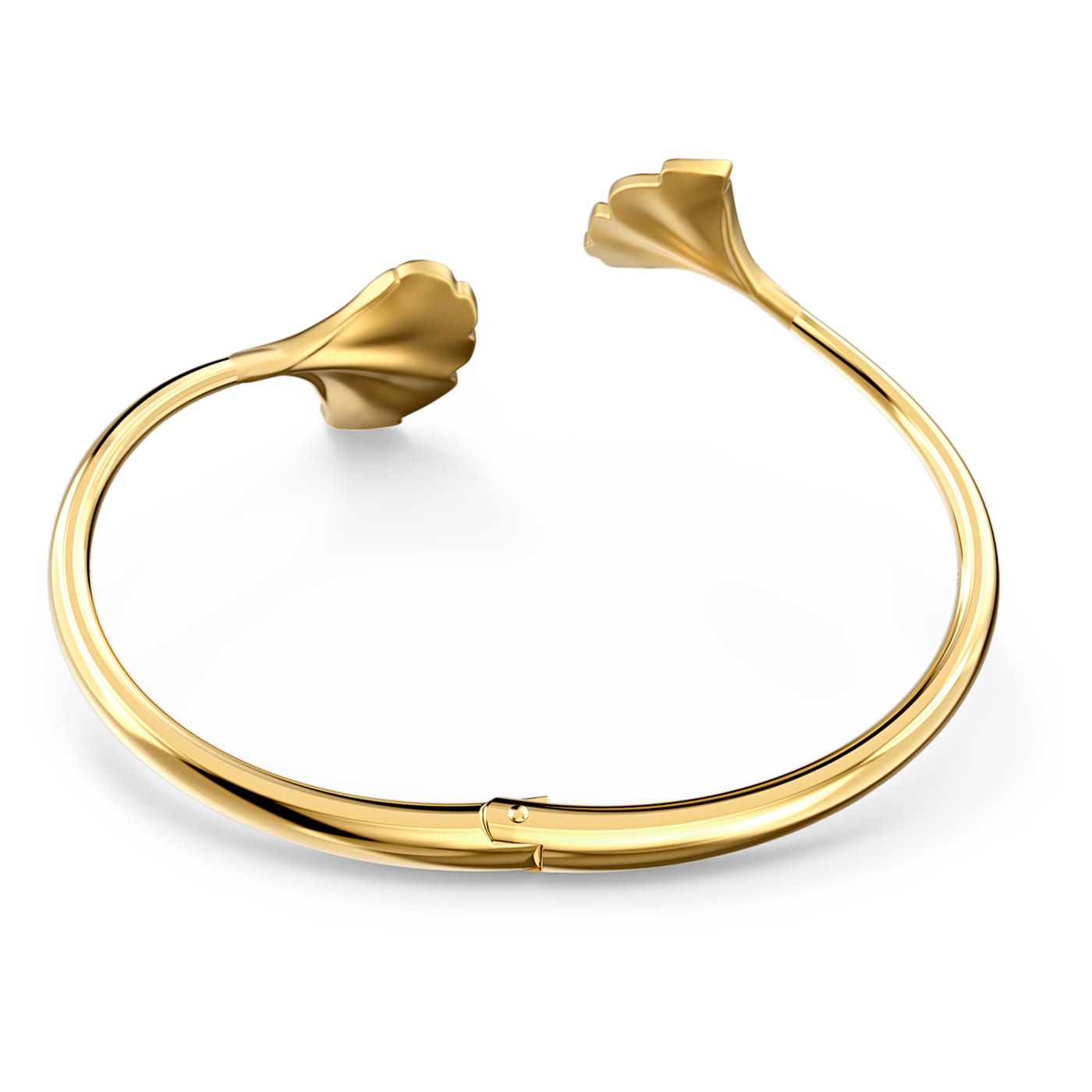 Elegant Ginko Leaf Crystal Bangle, Gold-Tone Plated, Stunning Design for Women
