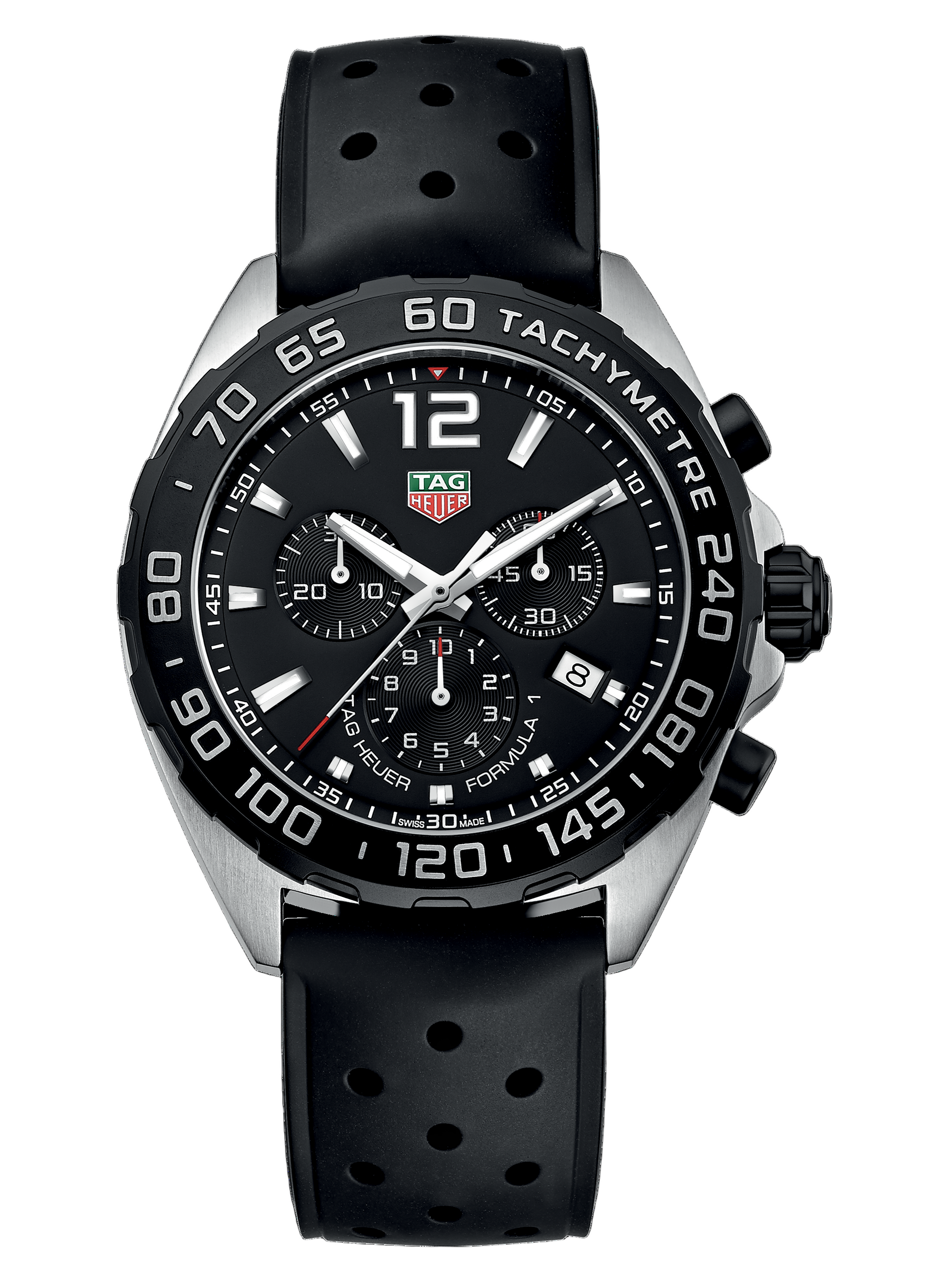 TAG Heuer Formula 1 Quartz Racing Chronograph, 43mm Steel, Black Dial, 200M Water Resistance