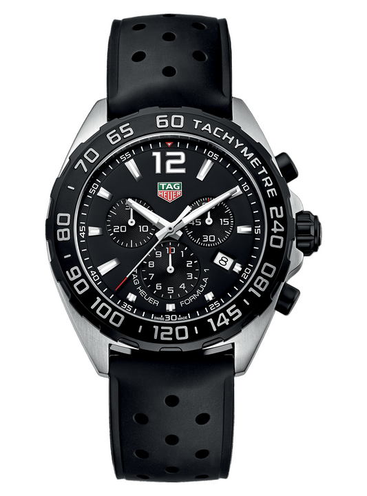 TAG Heuer Formula 1 Quartz Racing Chronograph, 43mm Steel, Black Dial, 200M Water Resistance
