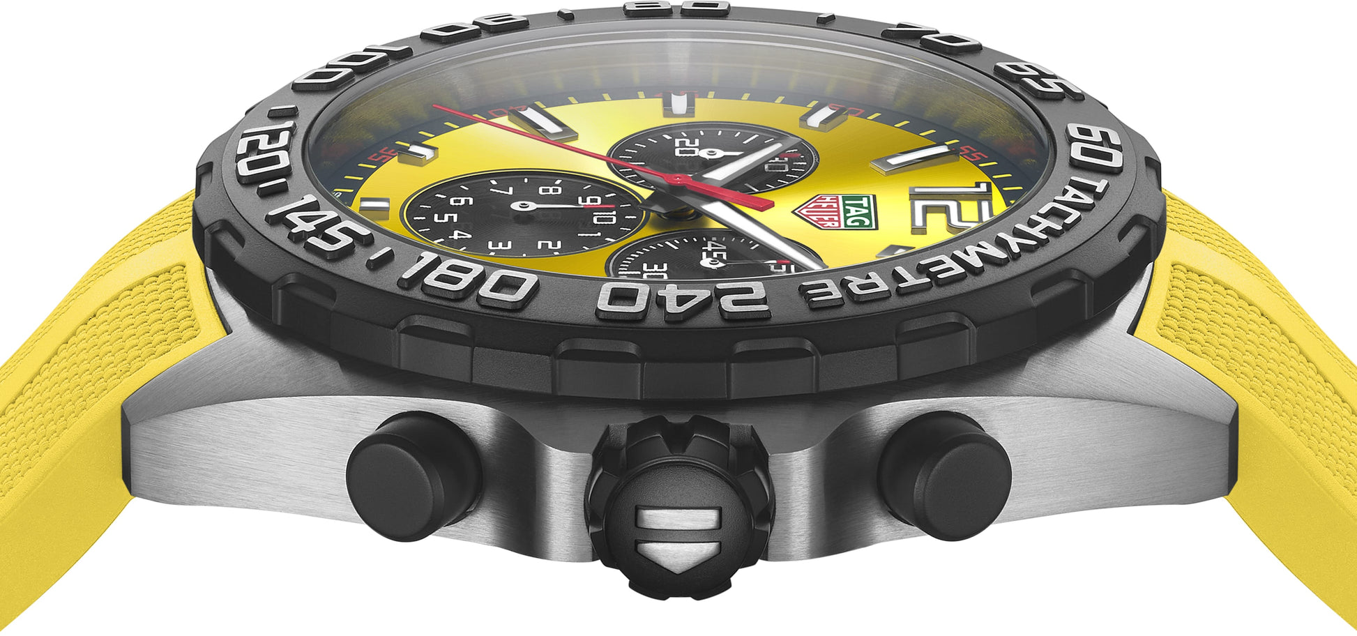 TAG Heuer Formula 1 43mm Quartz Chronograph Yellow Rubber Strap Watch