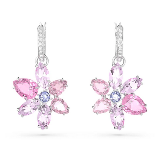 Swarovski Gema Pink Flower Drop Earrings
