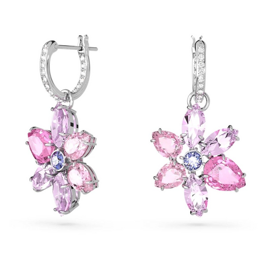 Swarovski Gema Pink Flower Drop Earrings