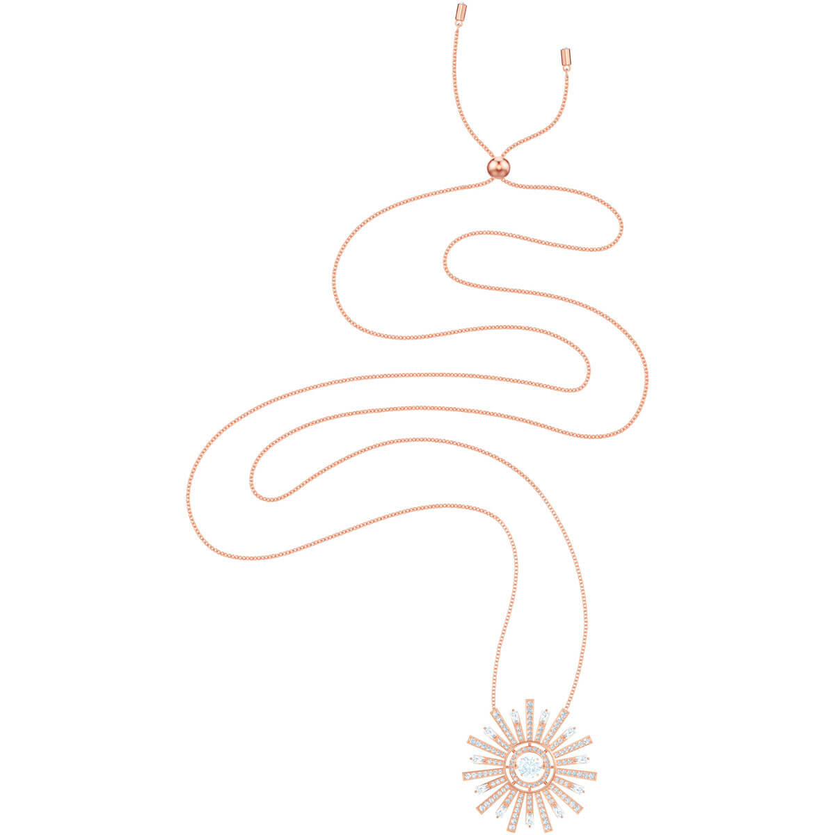 Swarovski Sunshine Crystal Necklace in White Rose Gold Plated