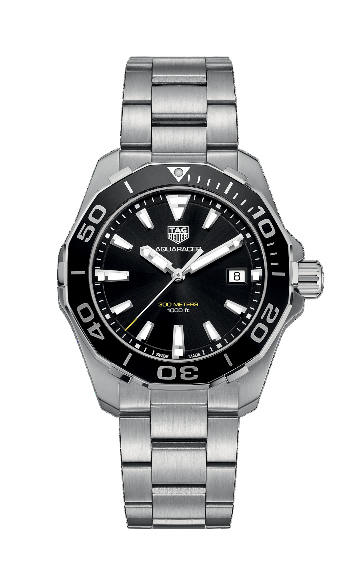TAG Heuer Aquaracer Men's 41mm Steel Quartz Dive Watch Black Dial