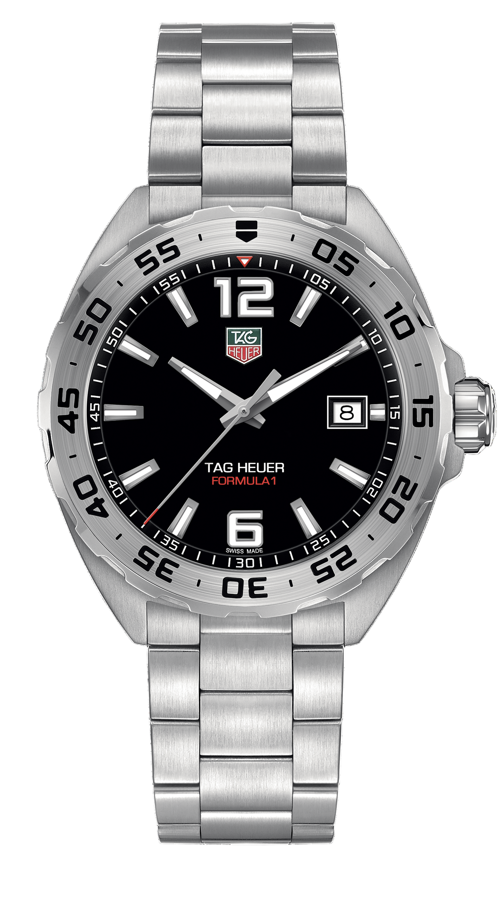 TAG Heuer Formula 1 Date 41mm Quartz Steel Sports Watch, Black Dial, Bracelet