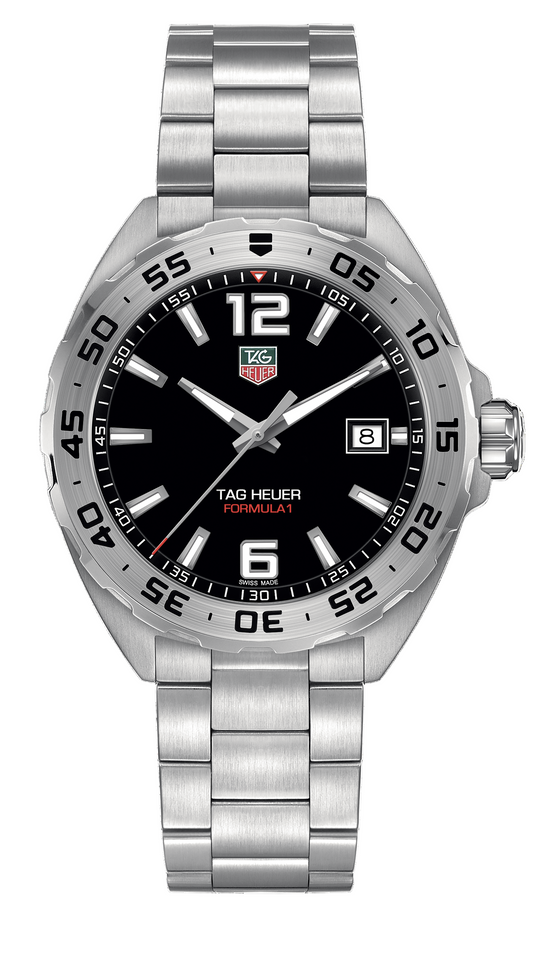 TAG Heuer Formula 1 Date 41mm Quartz Steel Sports Watch, Black Dial, Bracelet