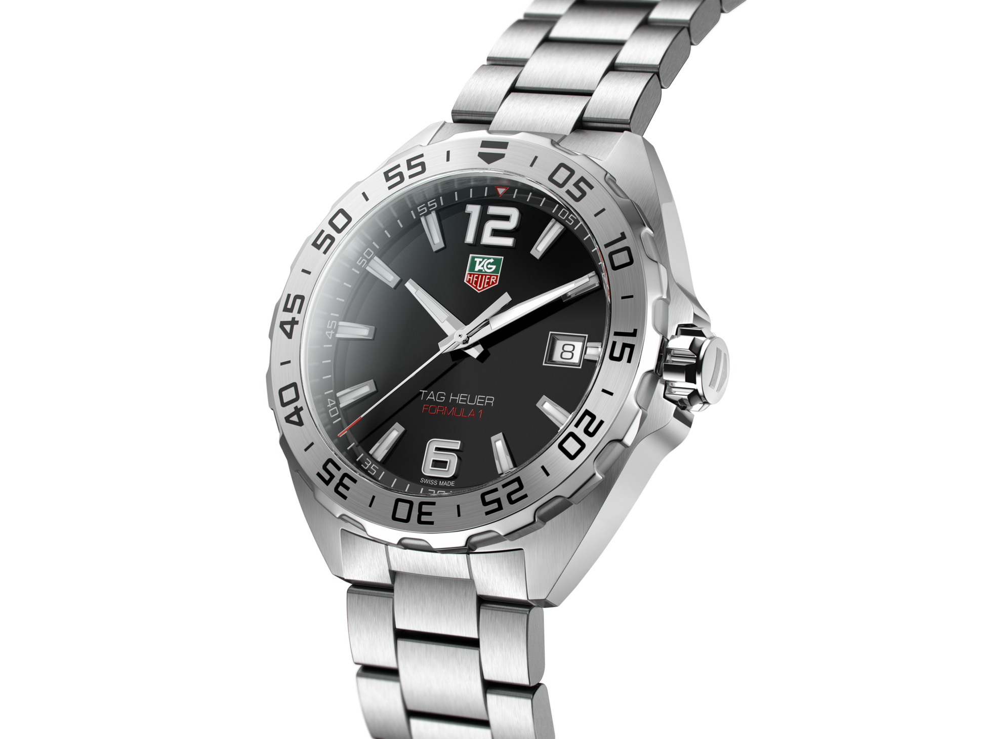TAG Heuer Formula 1 Date 41mm Quartz Steel Sports Watch, Black Dial, Bracelet