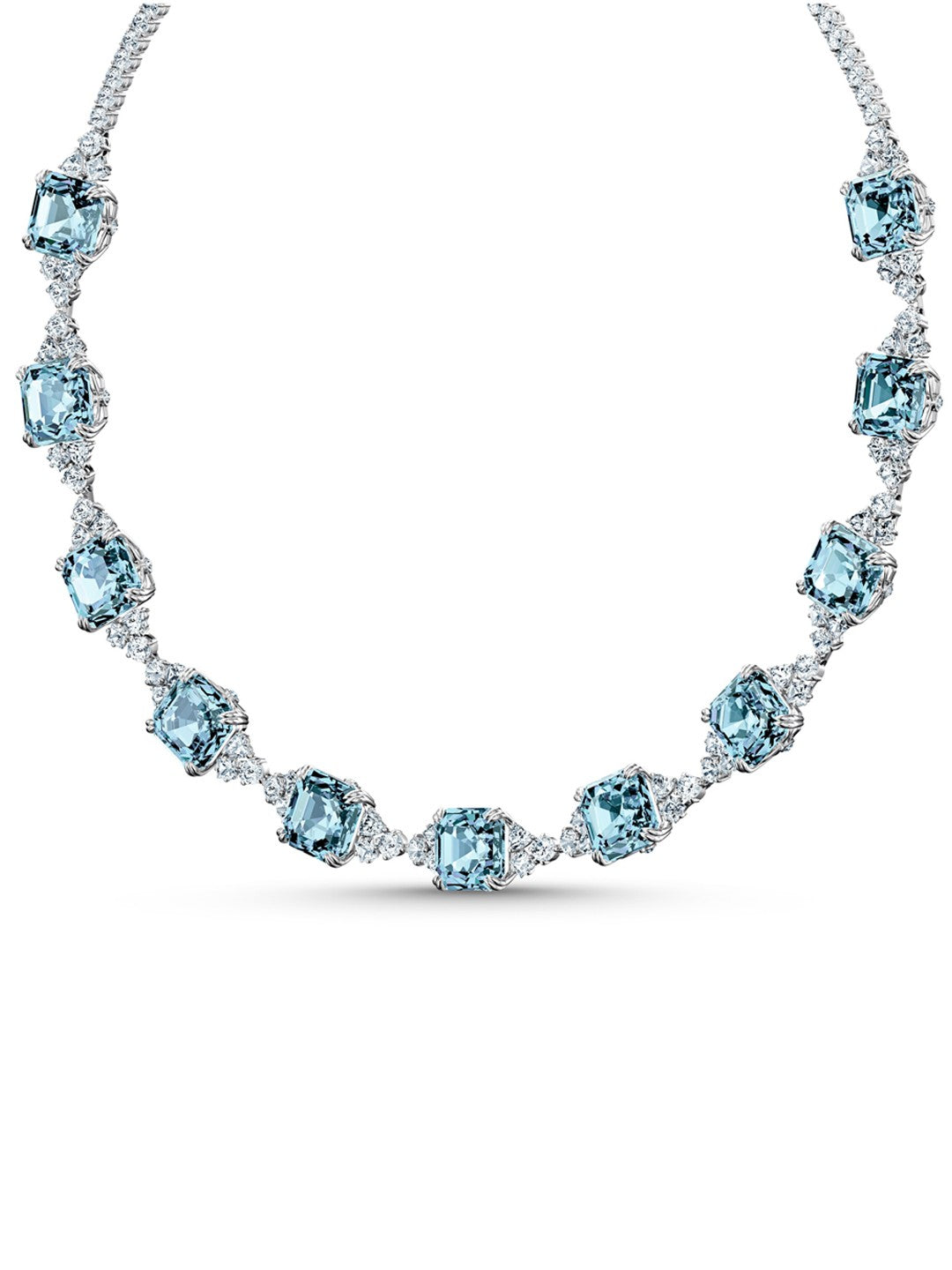 Swarovski Rhodium-Plated Blue White Crystal Embellished Necklace for Women