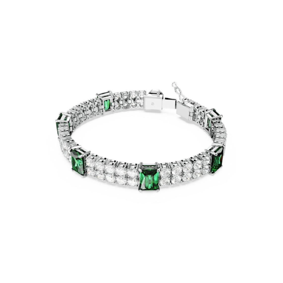 SWAROVSKI Matrix Green Rhodium Tennis Bracelet with Double Crystals