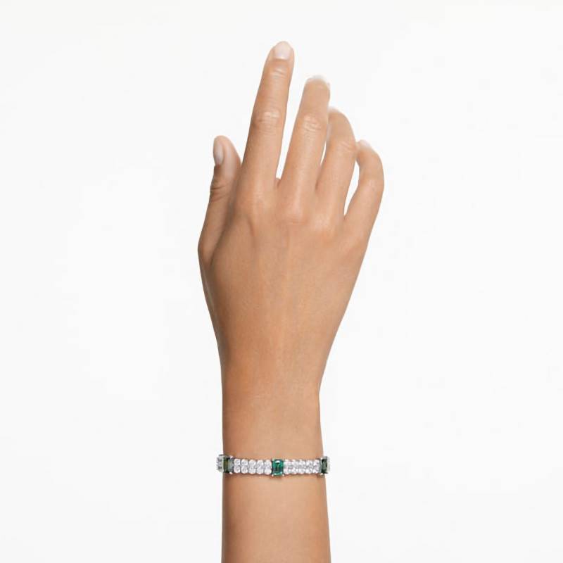 SWAROVSKI Matrix Green Rhodium Tennis Bracelet with Double Crystals
