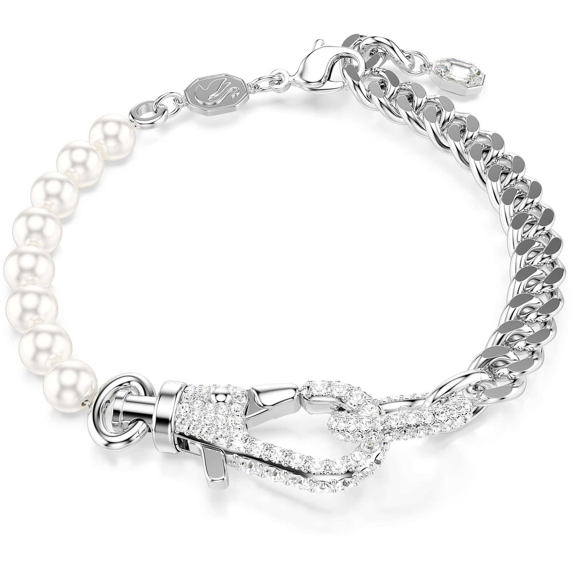 Swarovski Dextera Pavé White Crystal Rhodium-Plated Women's Bracelet Elegant Jewelry