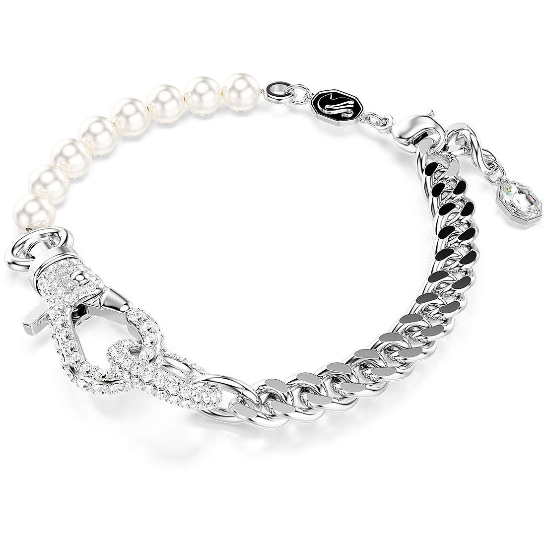 Swarovski Dextera Pavé White Crystal Rhodium-Plated Women's Bracelet Elegant Jewelry