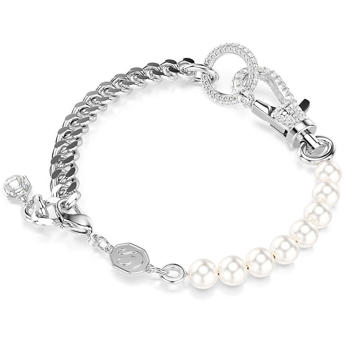 Swarovski Dextera Pavé White Crystal Rhodium-Plated Women's Bracelet Elegant Jewelry