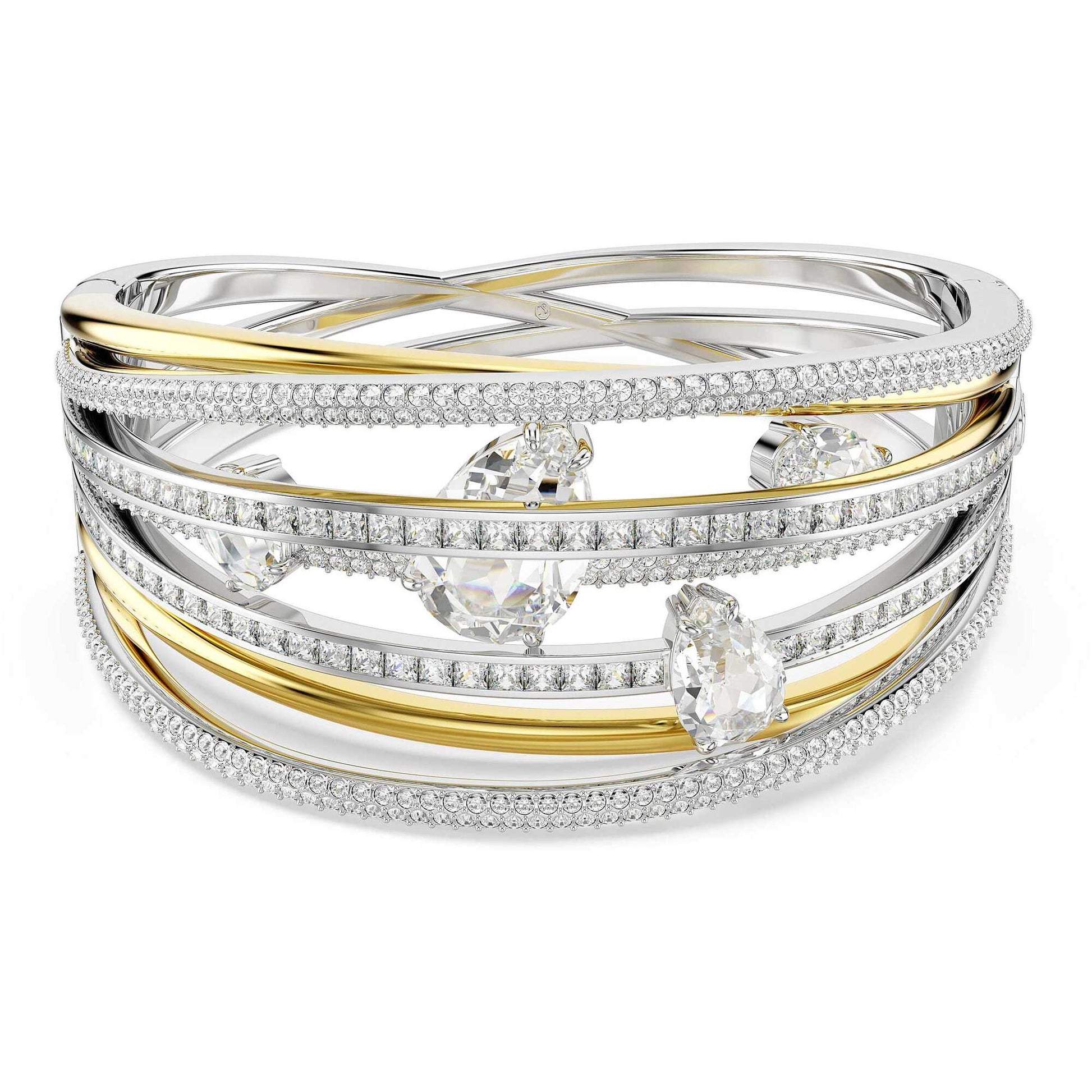Swarovski Hyperbola Collection Rigid Bangle Bracelet with Mixed Cut White Zirconia