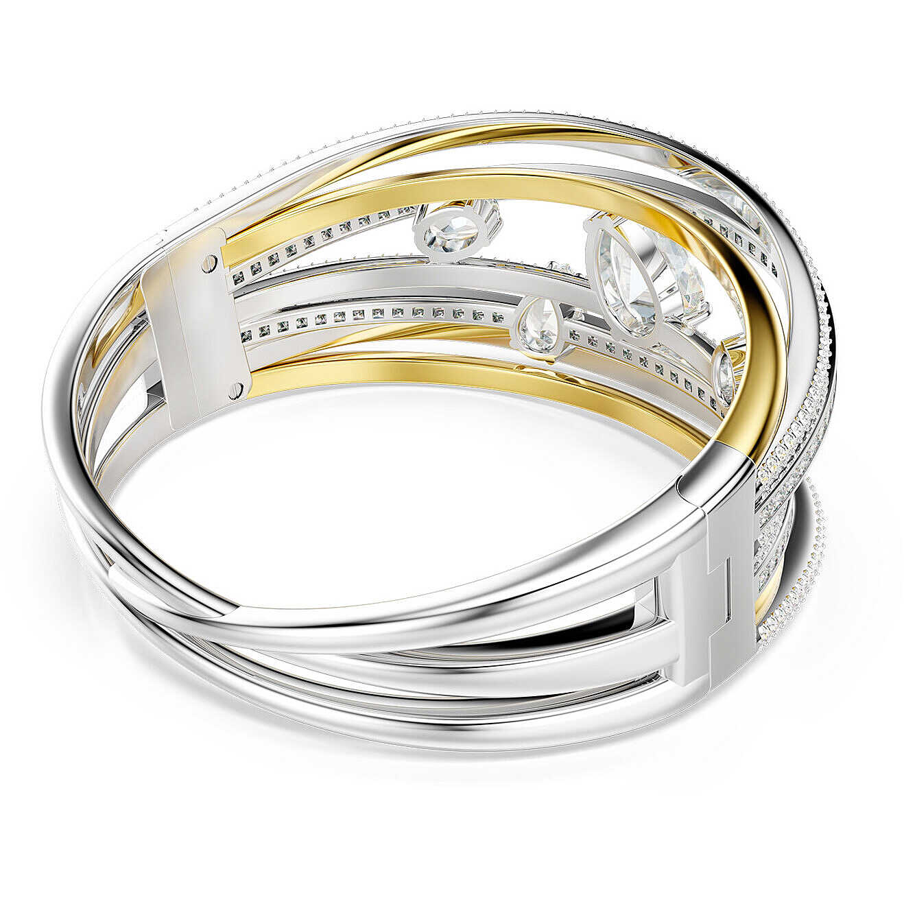 Swarovski Hyperbola Collection Rigid Bangle Bracelet with Mixed Cut White Zirconia