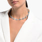 Swarovski Rhodium-Plated Blue White Crystal Embellished Necklace for Women