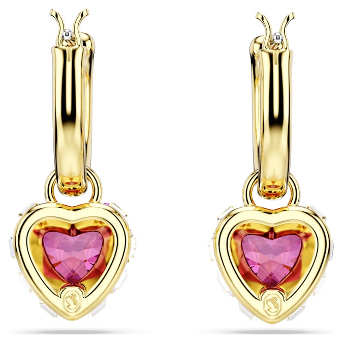 Swarovski Chroma Red Heart Drop Earrings Gold‑Tone Plated
