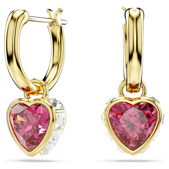 Swarovski Chroma Red Heart Drop Earrings Gold‑Tone Plated