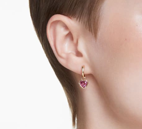 Swarovski Chroma Red Heart Drop Earrings Gold‑Tone Plated