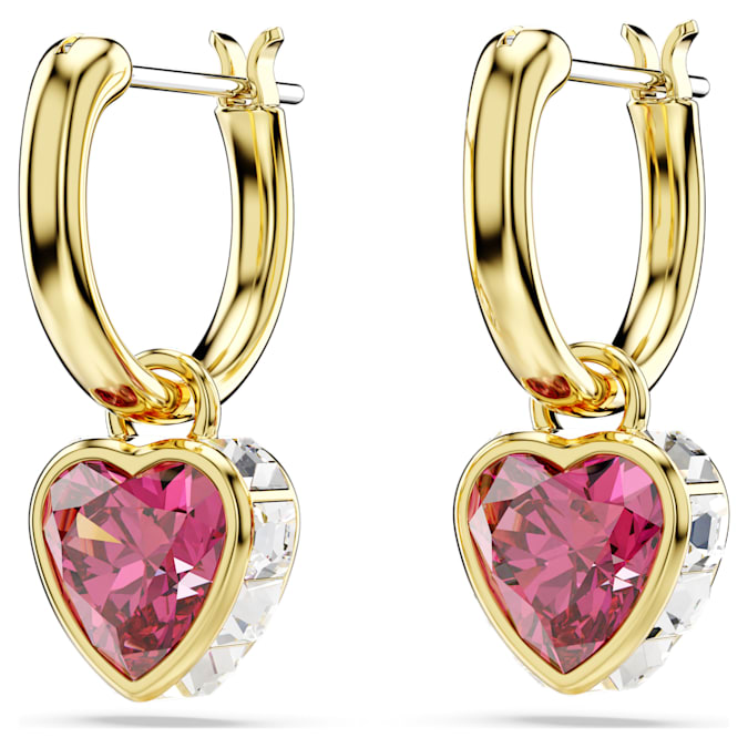 Swarovski Chroma Red Heart Drop Earrings Gold‑Tone Plated