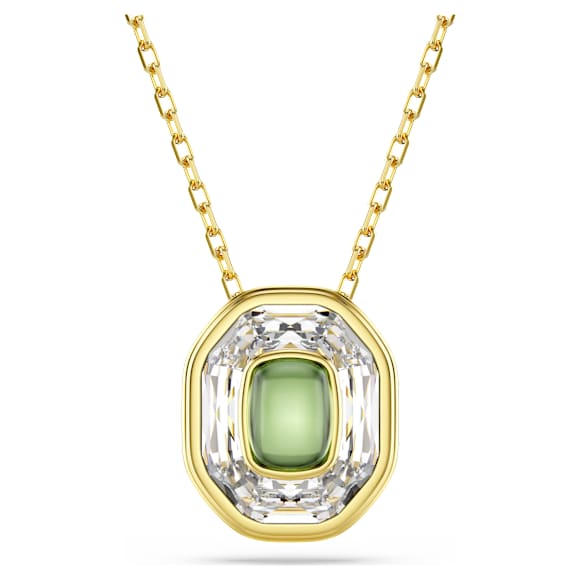 Swarovski Chroma Octagon Cut Green Crystal Pendant Necklace, Gold-Tone Plated Chain
