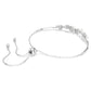 Elegant Constella Rhodium Plated Bangle with White Crystal Pearls and Zirconia