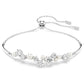 Elegant Constella Rhodium Plated Bangle with White Crystal Pearls and Zirconia
