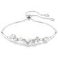 Elegant Constella Rhodium Plated Bangle with White Crystal Pearls and Zirconia