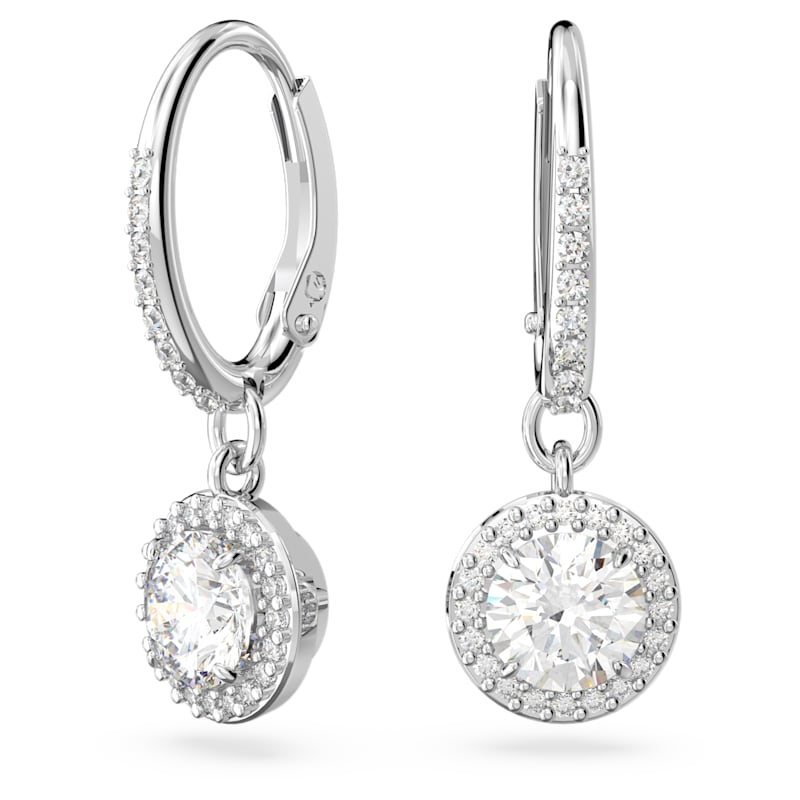 Swarovski Constella White Pavé Drop Earrings Rhodium Plated