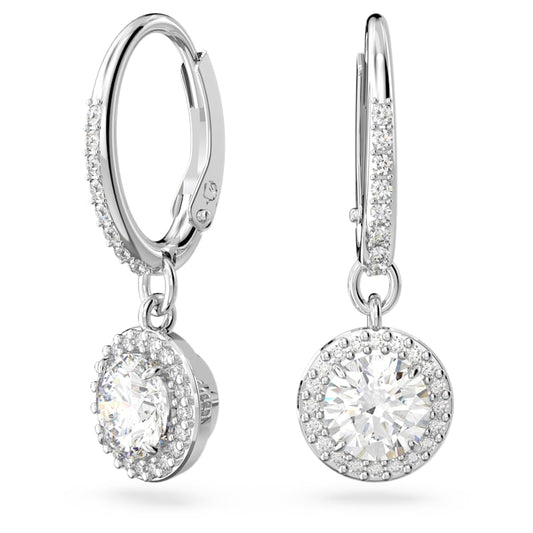 Swarovski Constella White Pavé Drop Earrings Rhodium Plated