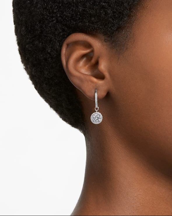 Swarovski Constella White Pavé Drop Earrings Rhodium Plated