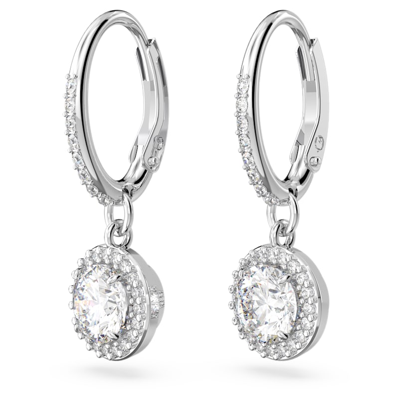 Swarovski Constella White Pavé Drop Earrings Rhodium Plated