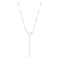 Elegant Constella Y-Necklace: White Crystal Pearls, Round Cuts, Rhodium Plated