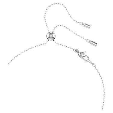 Elegant Constella Y-Necklace: White Crystal Pearls, Round Cuts, Rhodium Plated