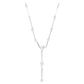Elegant Constella Y-Necklace: White Crystal Pearls, Round Cuts, Rhodium Plated