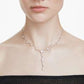 Elegant Constella Y-Necklace: White Crystal Pearls, Round Cuts, Rhodium Plated