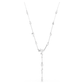 Elegant Constella Y-Necklace: White Crystal Pearls, Round Cuts, Rhodium Plated