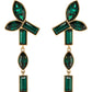 Swarovski Bamboo-Inspired Green Crystal Drop Earrings - Elegant Gold-Plated Style