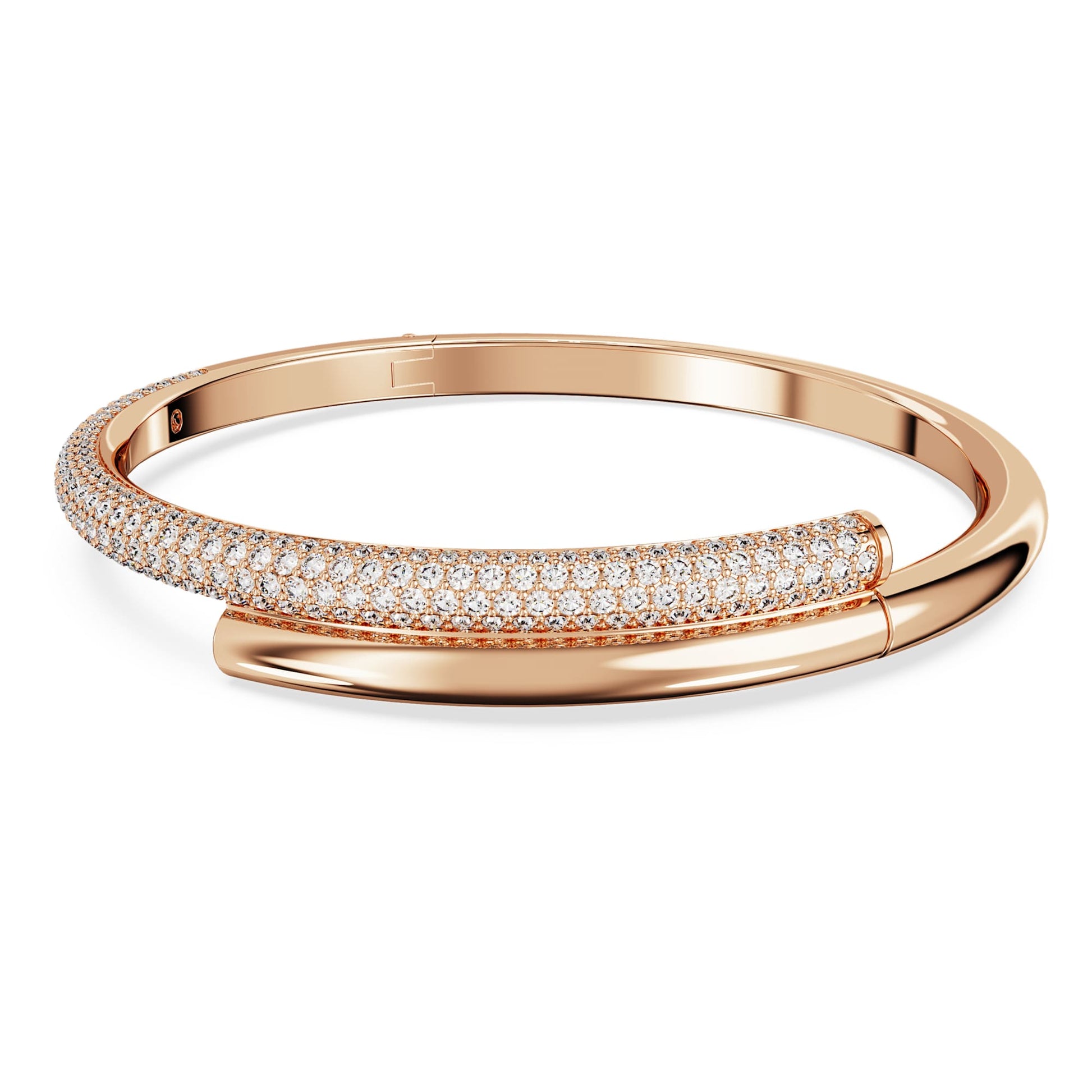 Dextera Rose Gold Magnetic Closure Bangle with White Swarovski Crystals