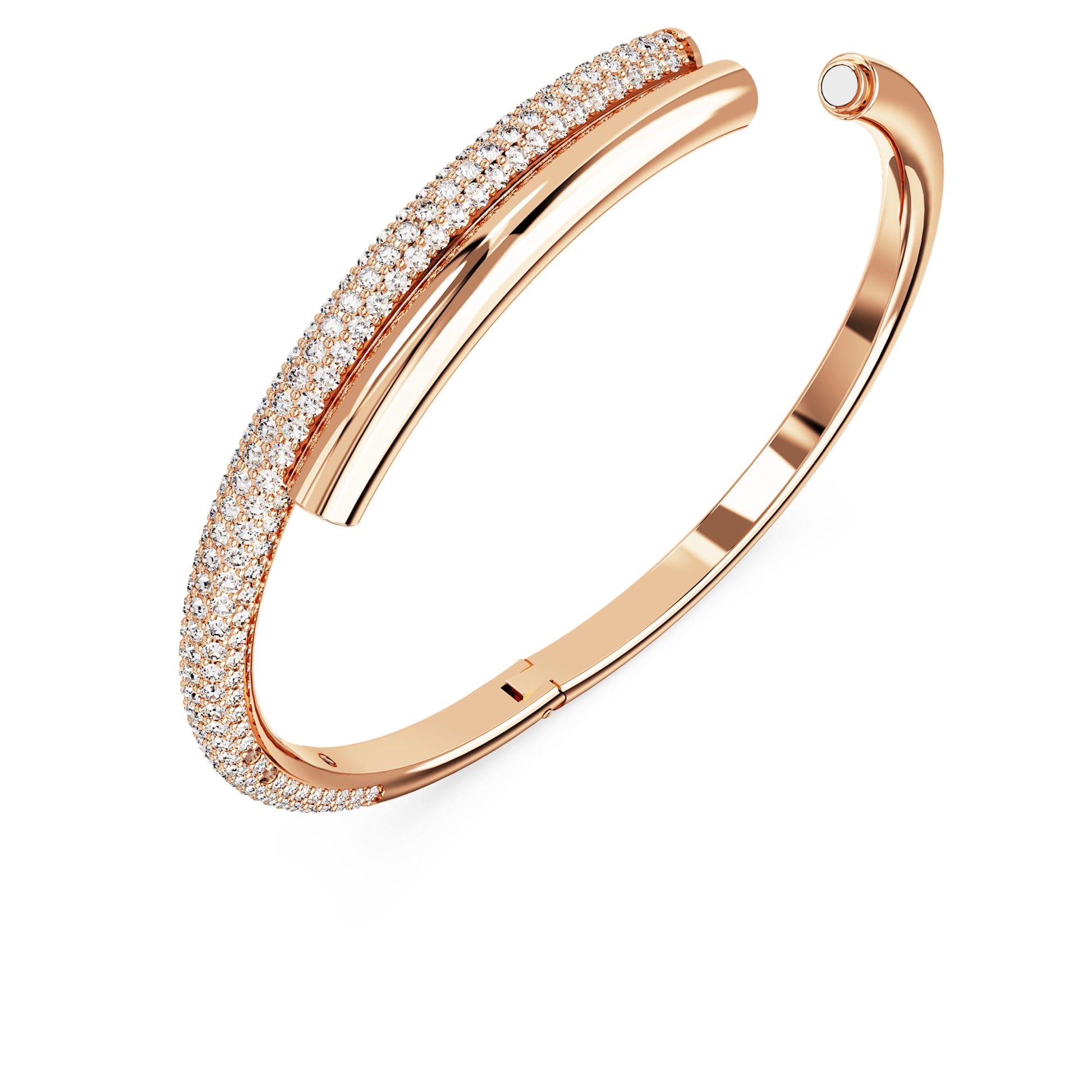 Dextera Rose Gold Magnetic Closure Bangle with White Swarovski Crystals