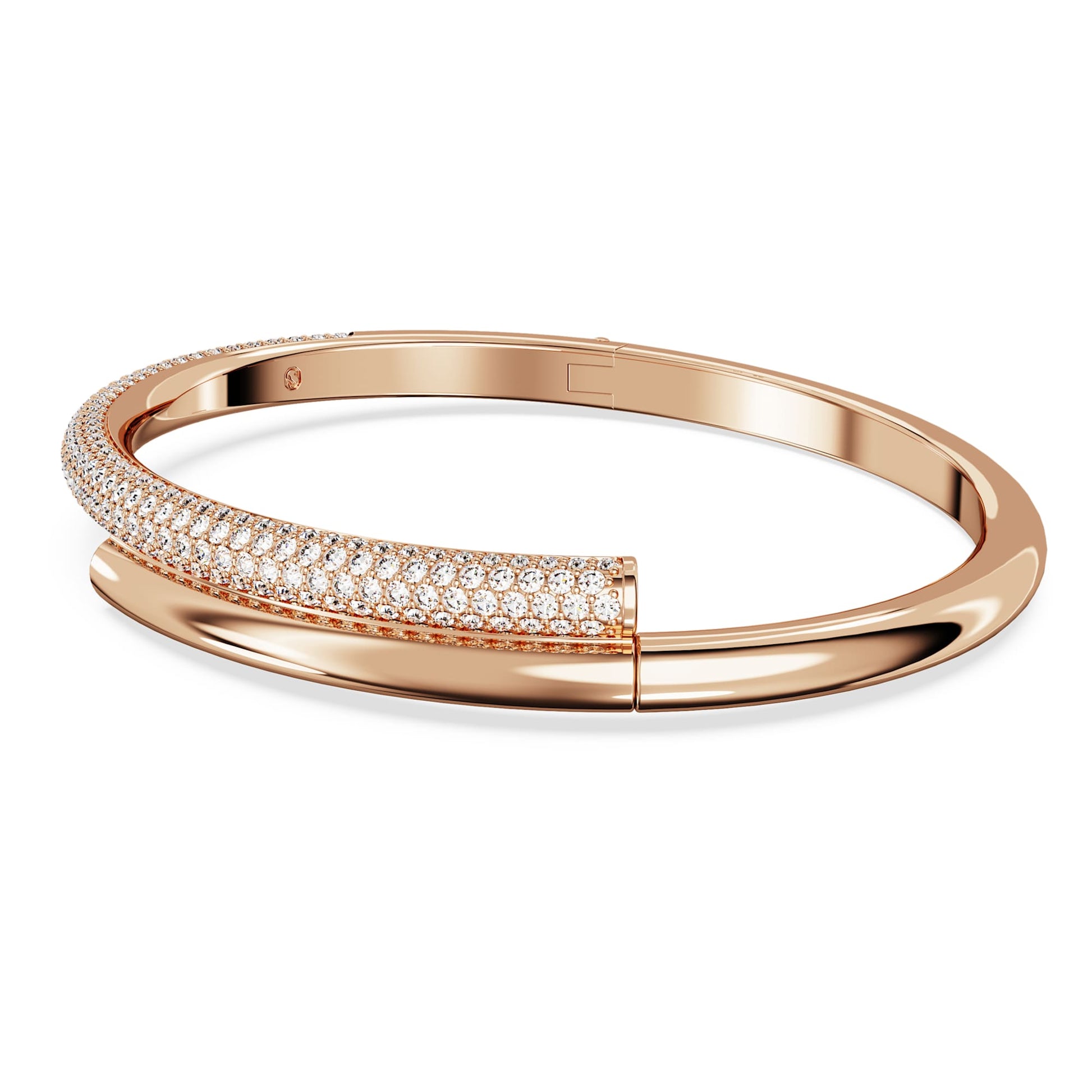 Dextera Rose Gold Magnetic Closure Bangle with White Swarovski Crystals